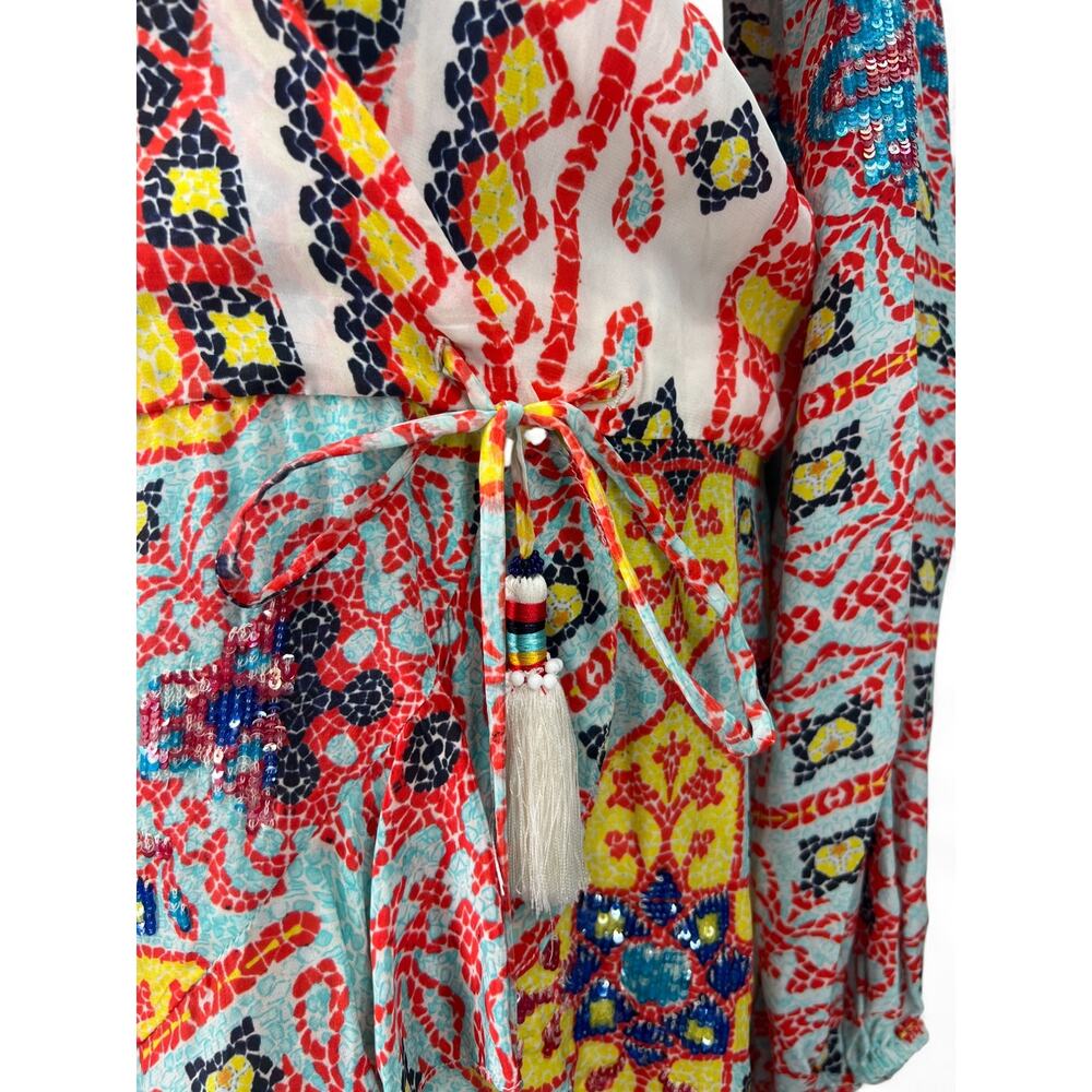 Rococo Sand Vibrant Yellow Multi-Color Printed Wrap Dress - Picture 6 of 6